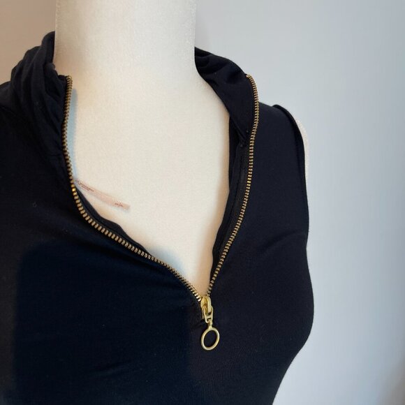 Free People Black Sleeveless Zip front Shirt size Small - Picture 2 of 4